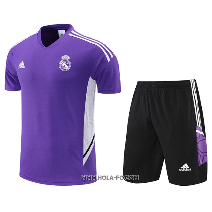 Chandal del Real Madrid 2022-2023 Manga Corta Purpura - Pantalon Corto